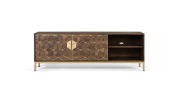 GINER Y COLOMER Mueble TV de madera de mango y detalles dorados